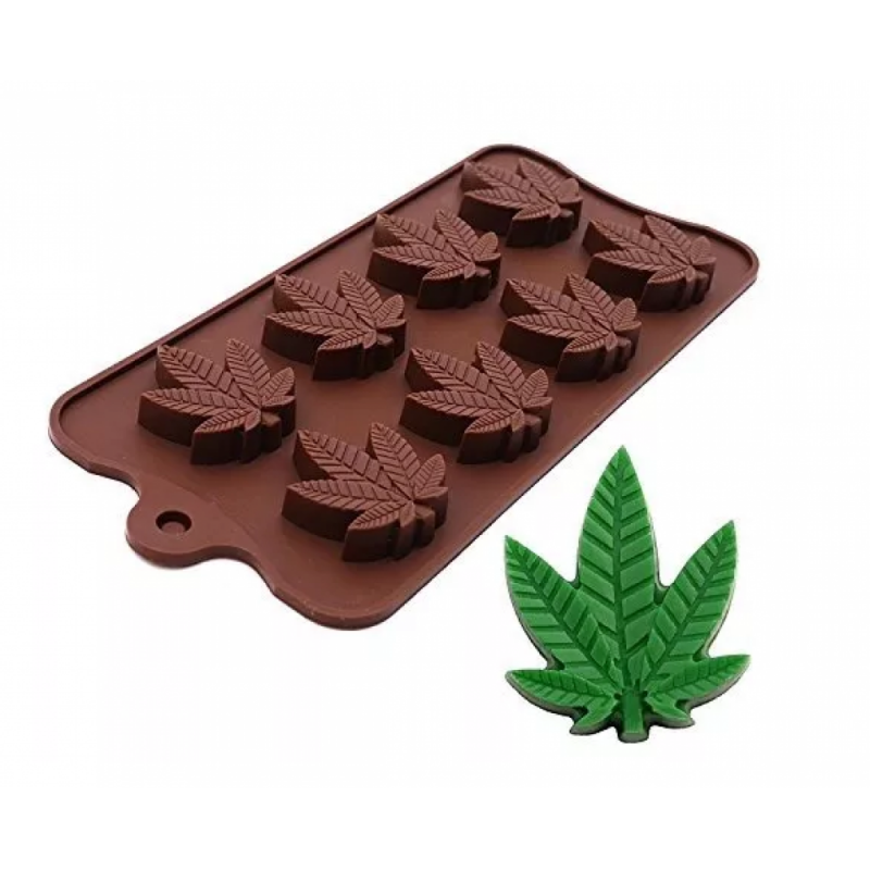 Molde de silicona diseño hoja marihuana canabis cañamo